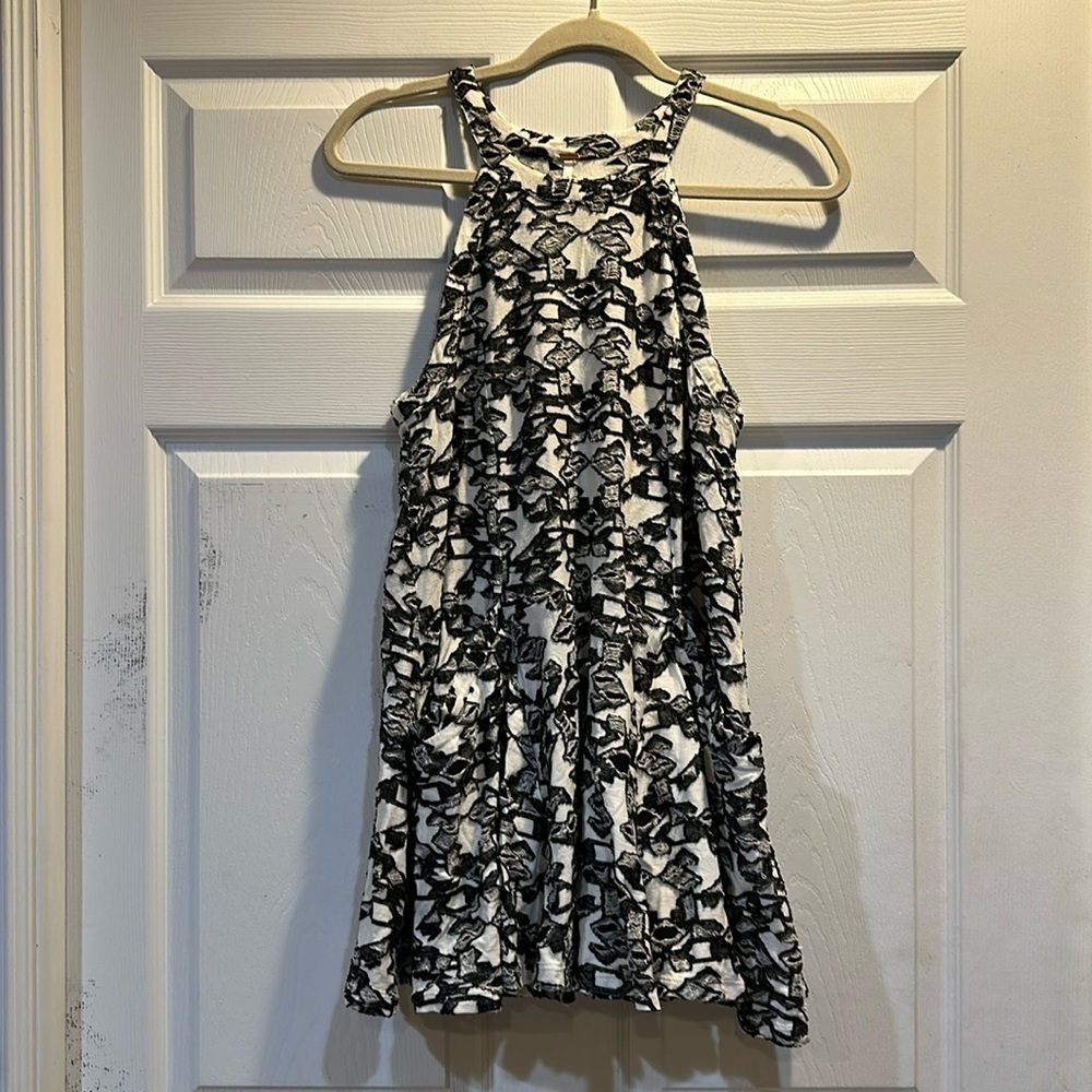 Free People Printed Halter Swing Dress Tunic S Pockets